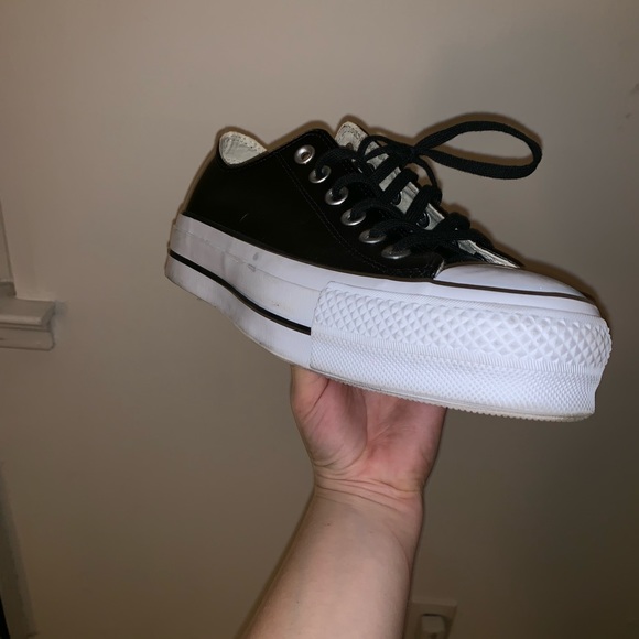 Black leather platform converse - Picture 3 of 4